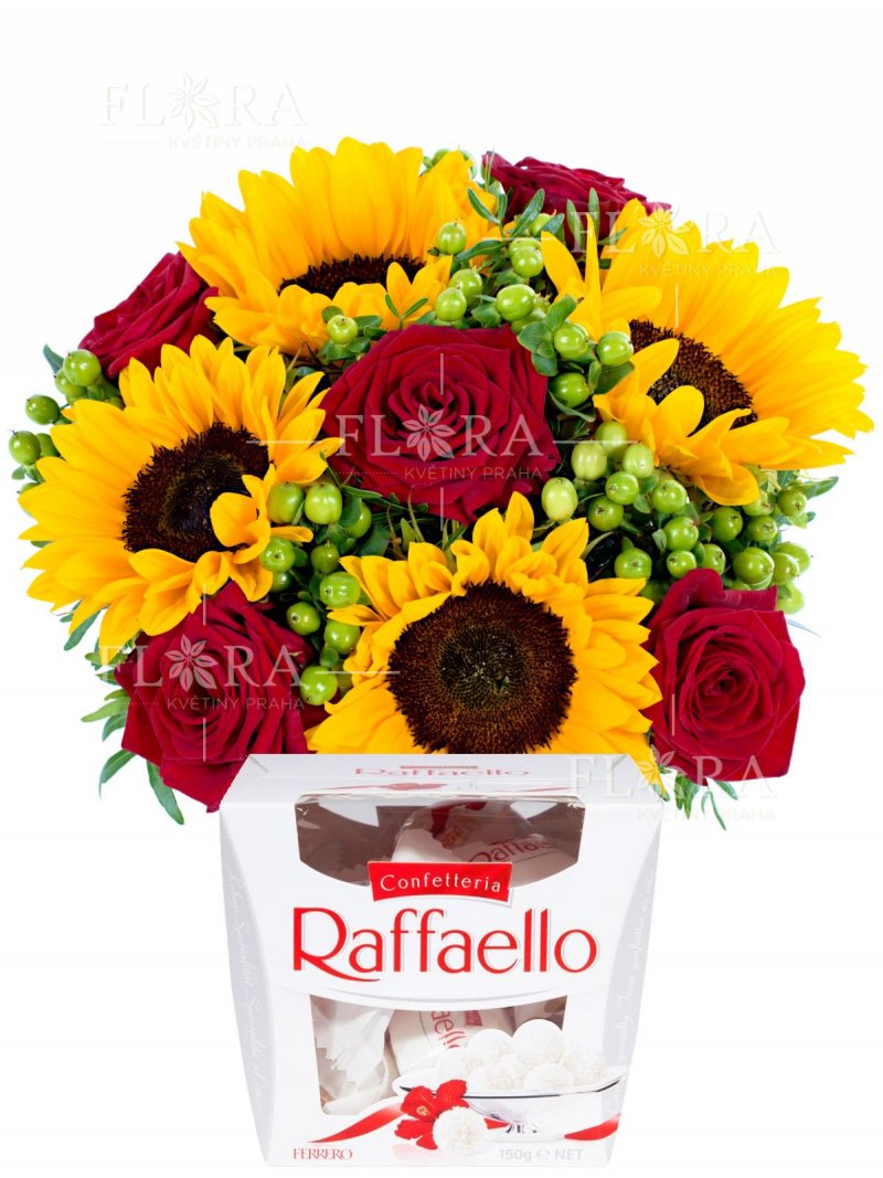 Kytice + Raffaello - rozvoz kvetín