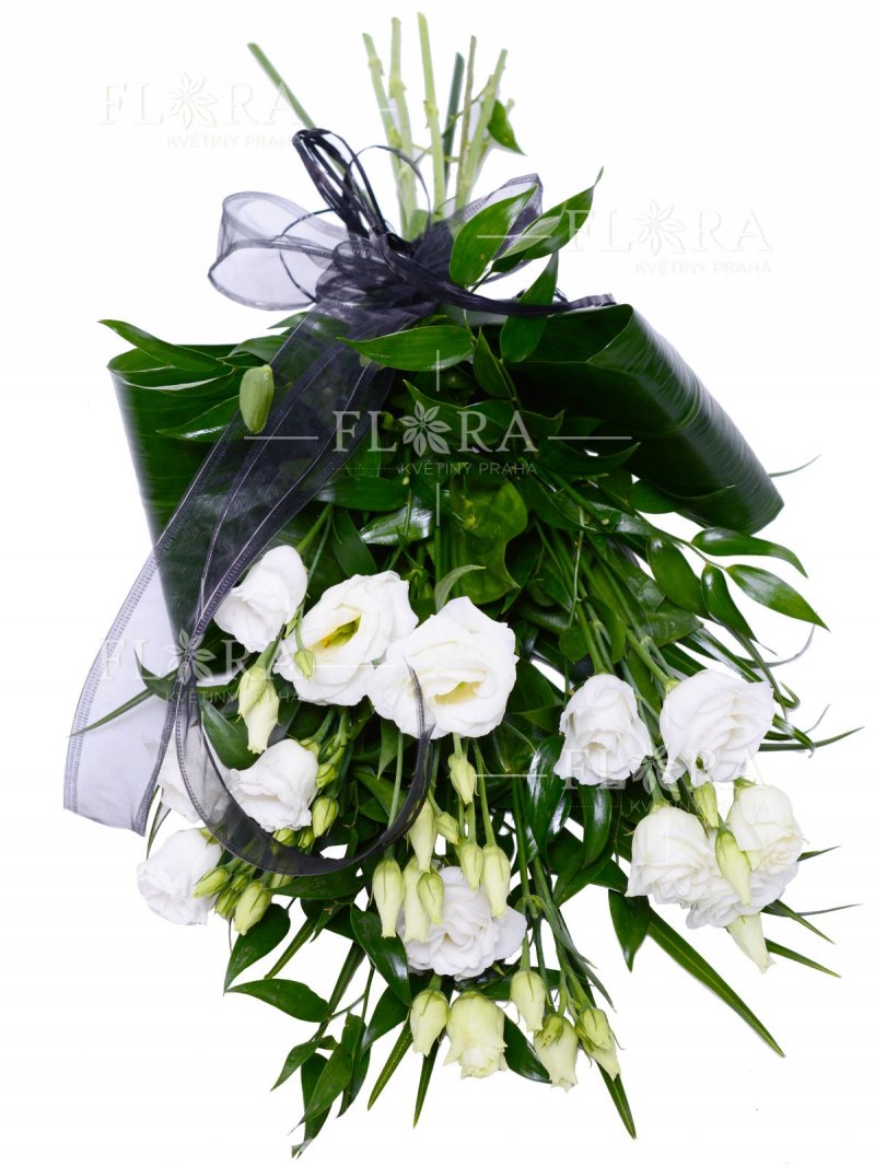 Biele eustomy - smútočné kytice na položenie