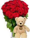 Bouquet of roses + plush