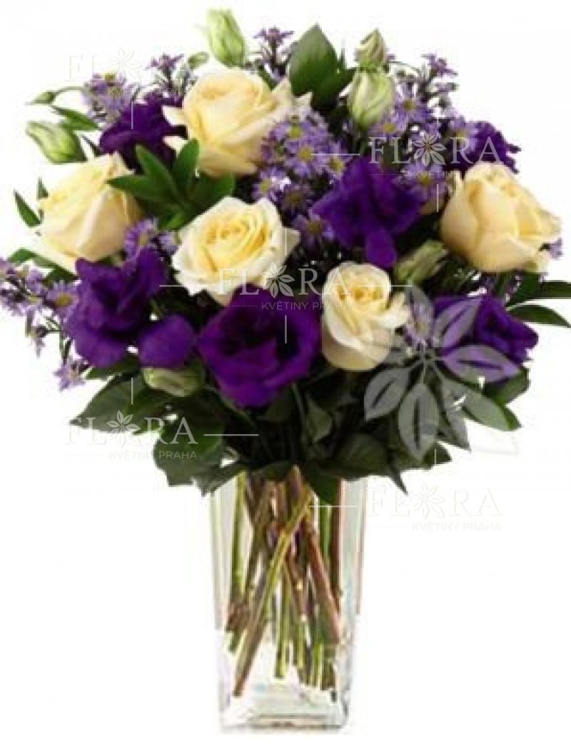 Delivery of flowers in Prague - the bouquet is decorated with violet