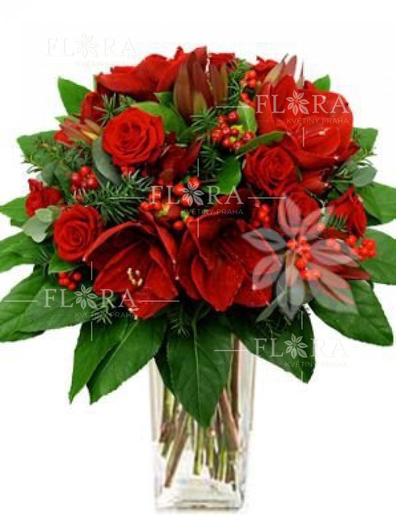 Красивый букет красных цветов - Флора-Прага