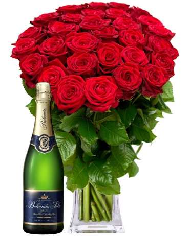 Красная роза + шампанское
