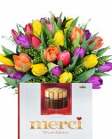 Darčekový set - kytica z tulipánov