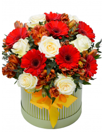 RŮŽE A GERBERY V KRABICI