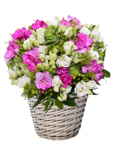 KVĚTINOVÝ KOŠ Z FRÉZIÍ A EUSTOMY