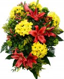 Lilie a chryzantémy - smuteční kytice