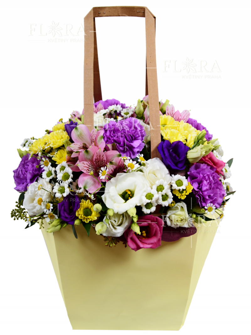Assorted bouquet in a gift bag