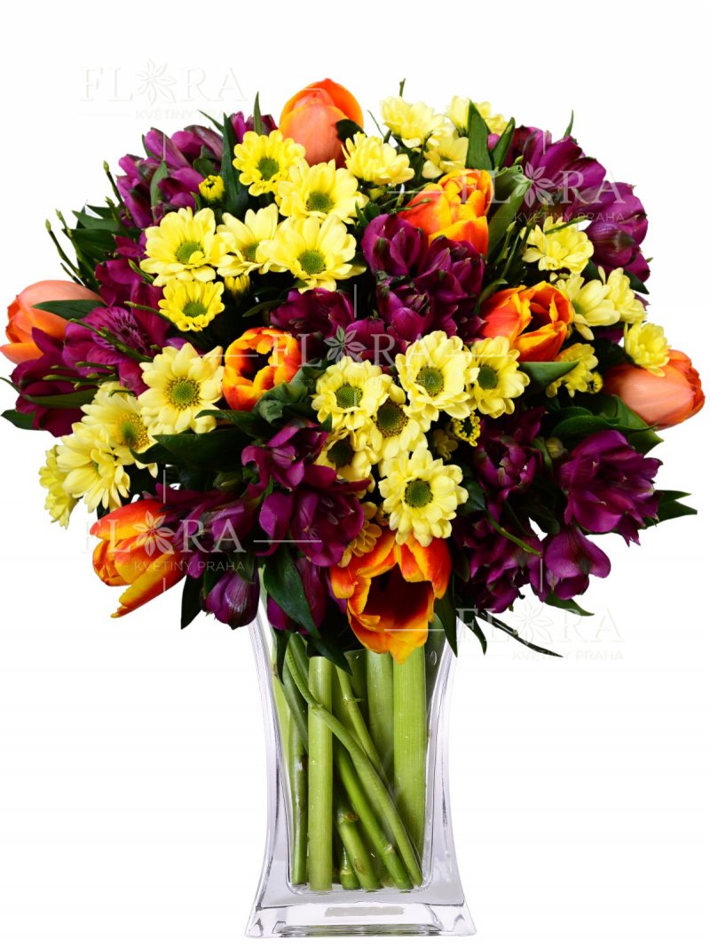 Assorted spring bouquet of tulips